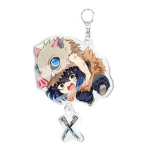 Load image into Gallery viewer, Anime Demon Slayer Kimetsu no Yaiba Two-sided Keychain Tanjirou Nezuko Zenitsu Inosuke Cosplay Acrylic Key Chain for Fans Gift
